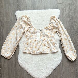 Abercrombie & Fitch Cream Floral Long Sleeve Blouse NWT